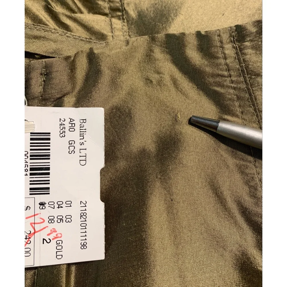 Areli Ballin's Gold Silk Taffeta Skirt Sz 2 - Picture 8 of 11
